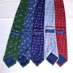 Lot of 5 Vineyard Vines Men's Silk Tie Collection Green, Blue, Light Blue, Red